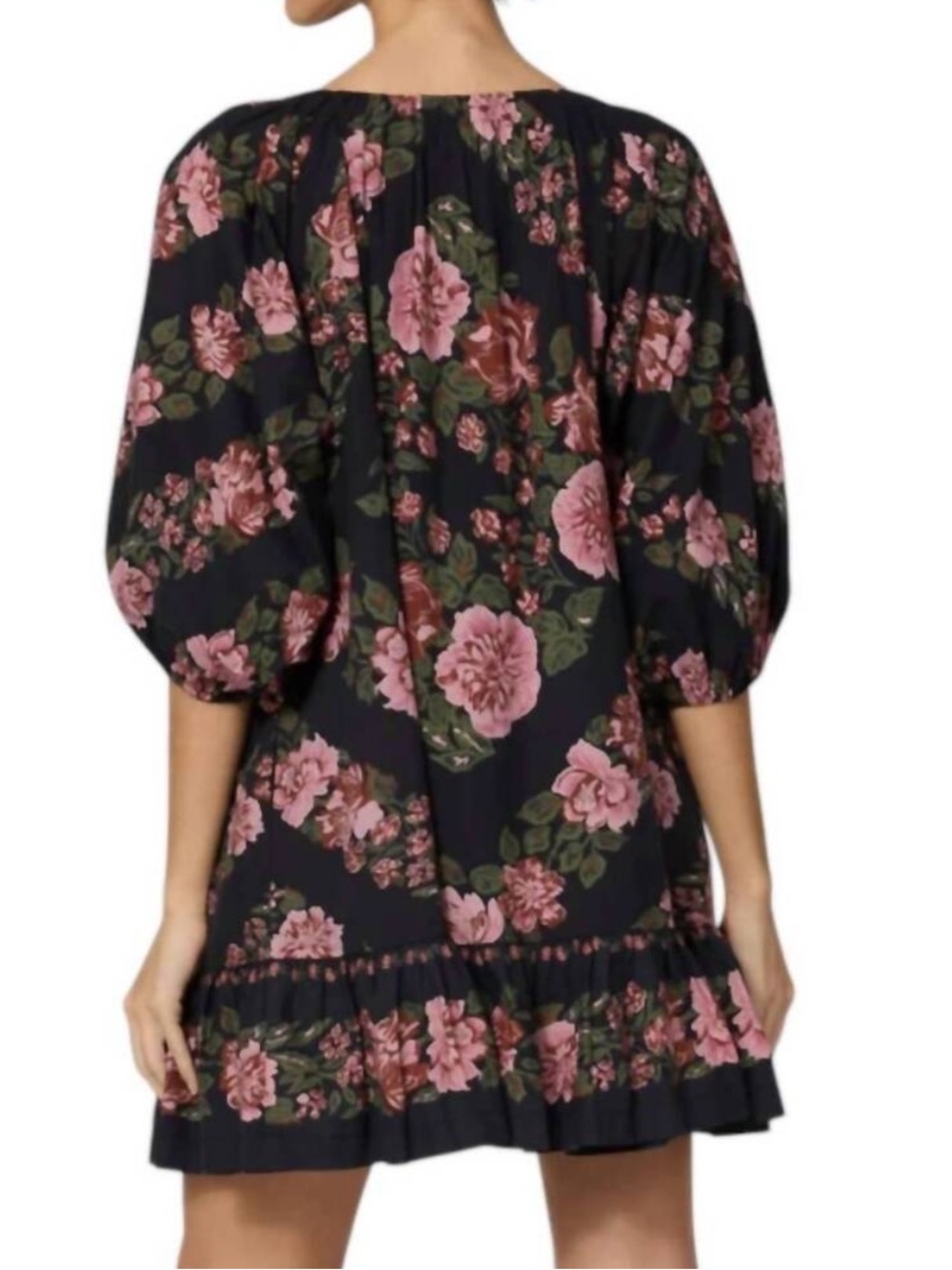 Cleobella Haley Dress Juliet Floral Black Boho Ruffle Mini Size Small NWOT - Picture 6 of 12